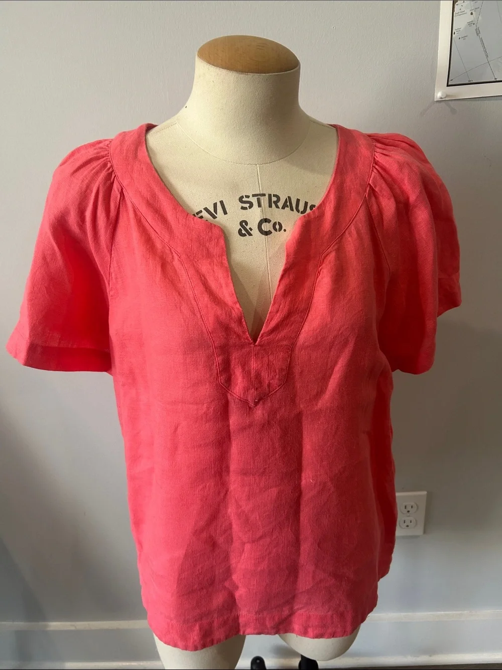 J. Crew Flutter-sleeve‎ linen V-neck top
